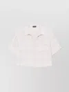 Emporio Armani Linen Short Sleeve Cropped Shirt