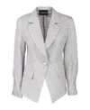 Emporio Armani Shirred-panel Single-breasted Blazer In Light Grey