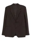 Emporio Armani Linen Single Button Jacket Featuring Pockets In Brown