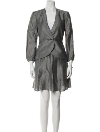 Pre-owned Emporio Armani Linen Skirt Suit In Gray