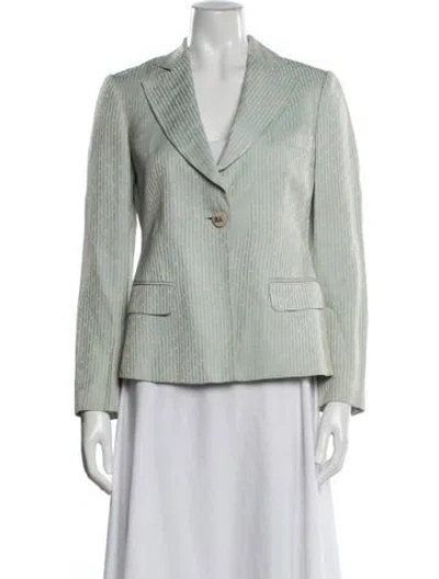 Pre-owned Emporio Armani Linen Striped Blazer In Blue
