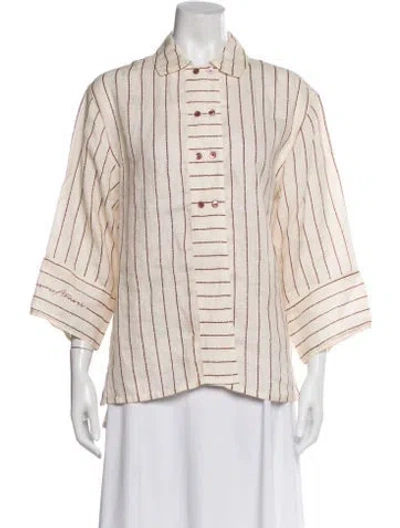 Pre-owned Emporio Armani Linen Striped Jacket In Neutral
