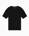 Emporio Armani Linen T-shirt With Eagle Embroidery Patch In Black
