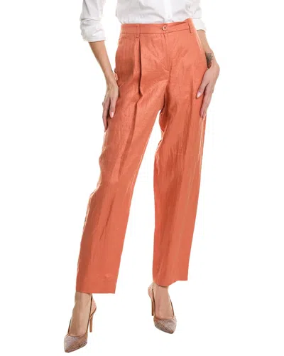 Emporio Armani Linen Trouser In Orange