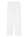 Emporio Armani Linen Trousers With Pleated Front And Side Pockets In White