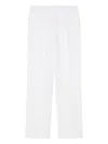 Emporio Armani Linen Trousers With Pleated Front And Side Pockets In White