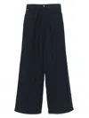 Emporio Armani High Waist Pleated Wide Leg Trousers In Blau
