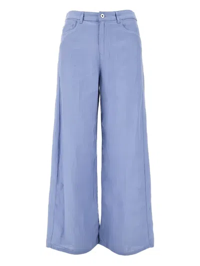 Emporio Armani Linen Trousers In Blue