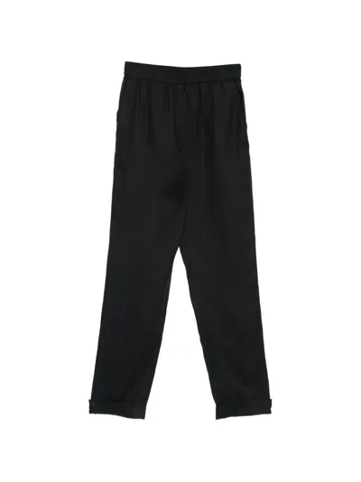 Emporio Armani Linen Trousers In Black