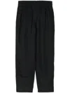 Emporio Armani Linen Tapered-leg Trousers In Blue