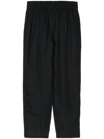 Emporio Armani Linen Trousers In Black