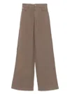 Emporio Armani Linen Trousers With Wide Legs And Pockets In Brown