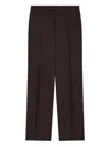 Emporio Armani Linen Trousers With Pleated Front And Side Pockets In Brown