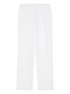 Emporio Armani Linen Trousers With Pleated Front And Side Pockets In White