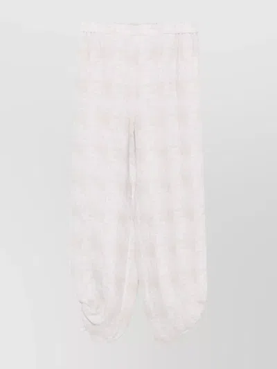 Emporio Armani Linen Trousers With Elastic Waistband And Ankle Ties In Beige