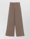 Emporio Armani Linen Trousers With Wide Legs And Pockets In Brown