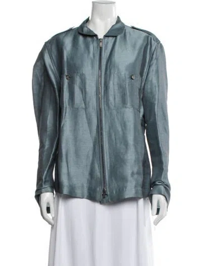 Pre-owned Emporio Armani Linen Utility Jacket In Blue