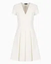 Emporio Armani Linen-viscose Blend Trousers With Irregular Chevron Motif In White