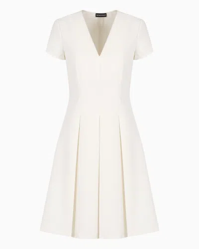 Emporio Armani Linen-viscose Blend Trousers With Irregular Chevron Motif In White