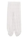 Emporio Armani Linen Trousers With Elastic Waistband And Ankle Ties In Beige