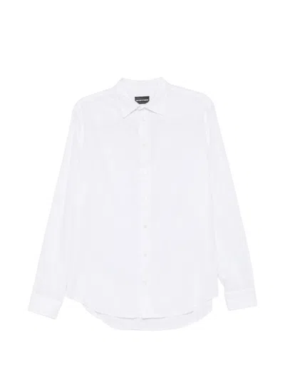 Emporio Armani Linen-blend Shirt In White