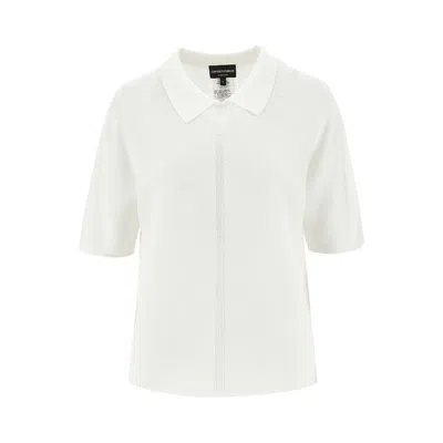 Emporio Armani Links Knit Polo Shirt In White