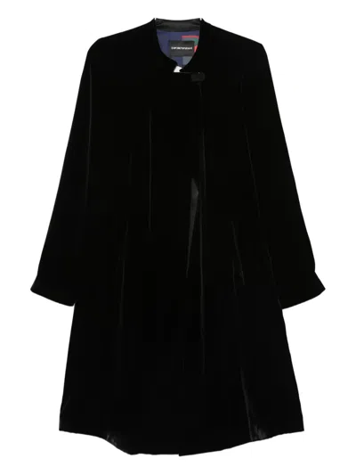 EMPORIO ARMANI LIQUID-VELVET BUTTONED COAT
