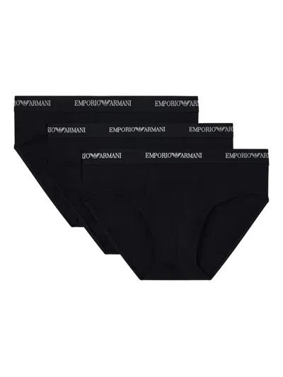 Emporio Armani Three-pack Of Stretch Jersey Briefs In Black