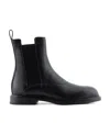 Emporio Armani Elastic Side Panel Flat Sole Boots In Black