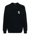 Emporio Armani Logo-embroidered Cotton Sweatshirt In Black