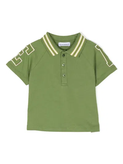 Emporio Armani Babies' Logo-appliqué Cotton Polo Shirt In Green