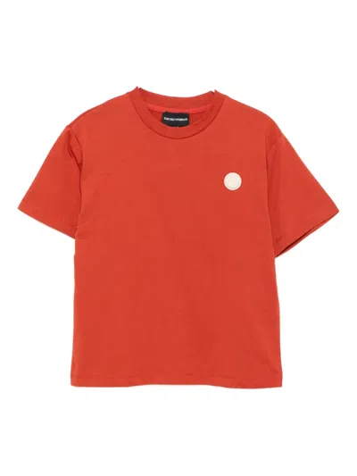 Emporio Armani Kids' Logo-appliqué Cotton T-shirt In Red
