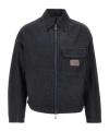 Emporio Armani Cotton-blend Denim Full-zip Blosuon Jacket In Black