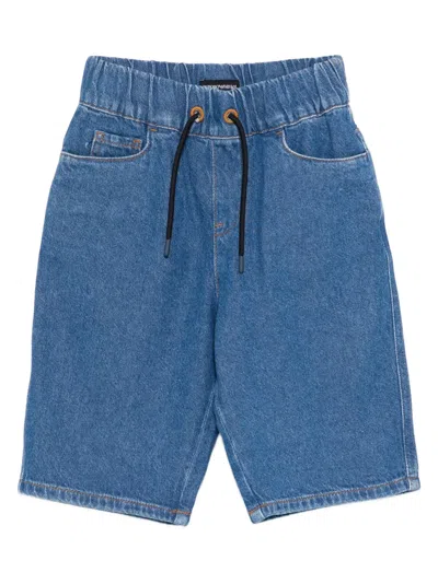 Emporio Armani Kids' Logo-appliqué Denim Shorts In Blue