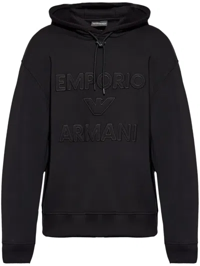 EMPORIO ARMANI LOGO-APPLIQUÉ HOODIE