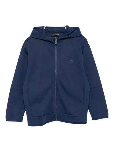 Emporio Armani Kids' Logo-appliqué Hoodie In Blue