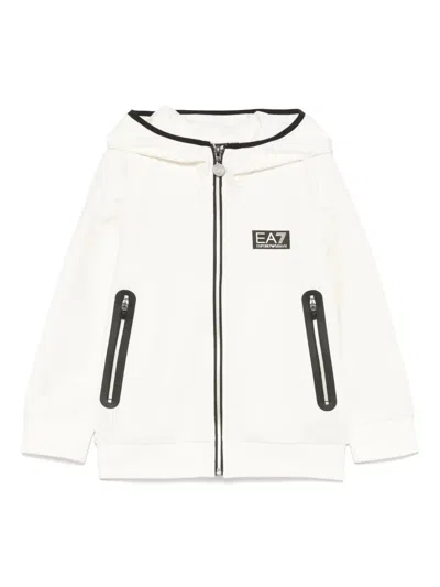 Emporio Armani Kids' Logo-appliqué Hoodie In Neutrals
