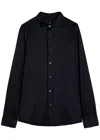 Emporio Armani Navy Blue Logo Patch Shirt In Black