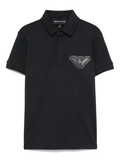 Emporio Armani Kids' Logo-appliqué Polo Shirt In Blue
