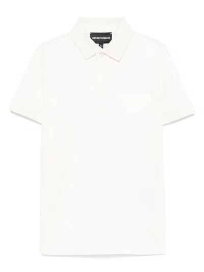 Emporio Armani Kids' Logo-appliqué Polo Shirt In White