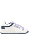 Emporio Armani Leather Sneakers With Suede Details And Eagle Plate In White