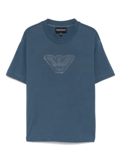 Emporio Armani Kids' Logo-appliqué T-shirt In Blue