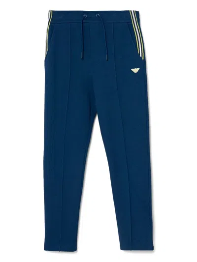 Emporio Armani Kids' Logo-appliqué Track Pants In Blue