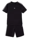 Emporio Armani Boys Blue Cotton Tape Trim Shorts Set In Black
