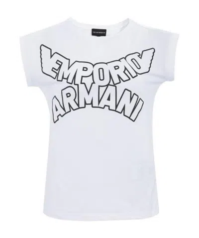 Emporio Armani Logo Arc Printed T-shirt With Round Neck In White