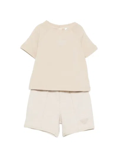 Emporio Armani Logo Babygrow Set In Neutral