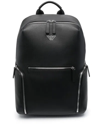 Emporio Armani Logo Backpack In Black