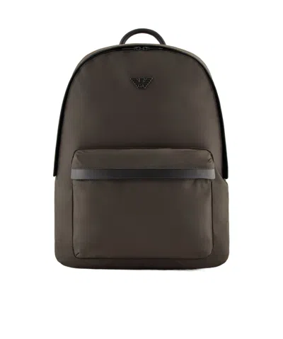 Emporio Armani Logo Backpack In Black