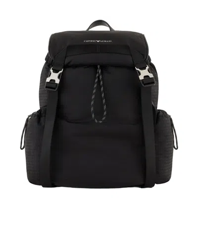 Emporio Armani Logo Backpack In Black