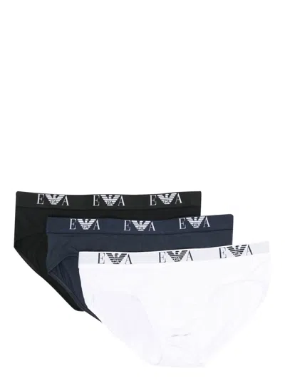 Emporio Armani Logo-band Set Of Three Briefs In White